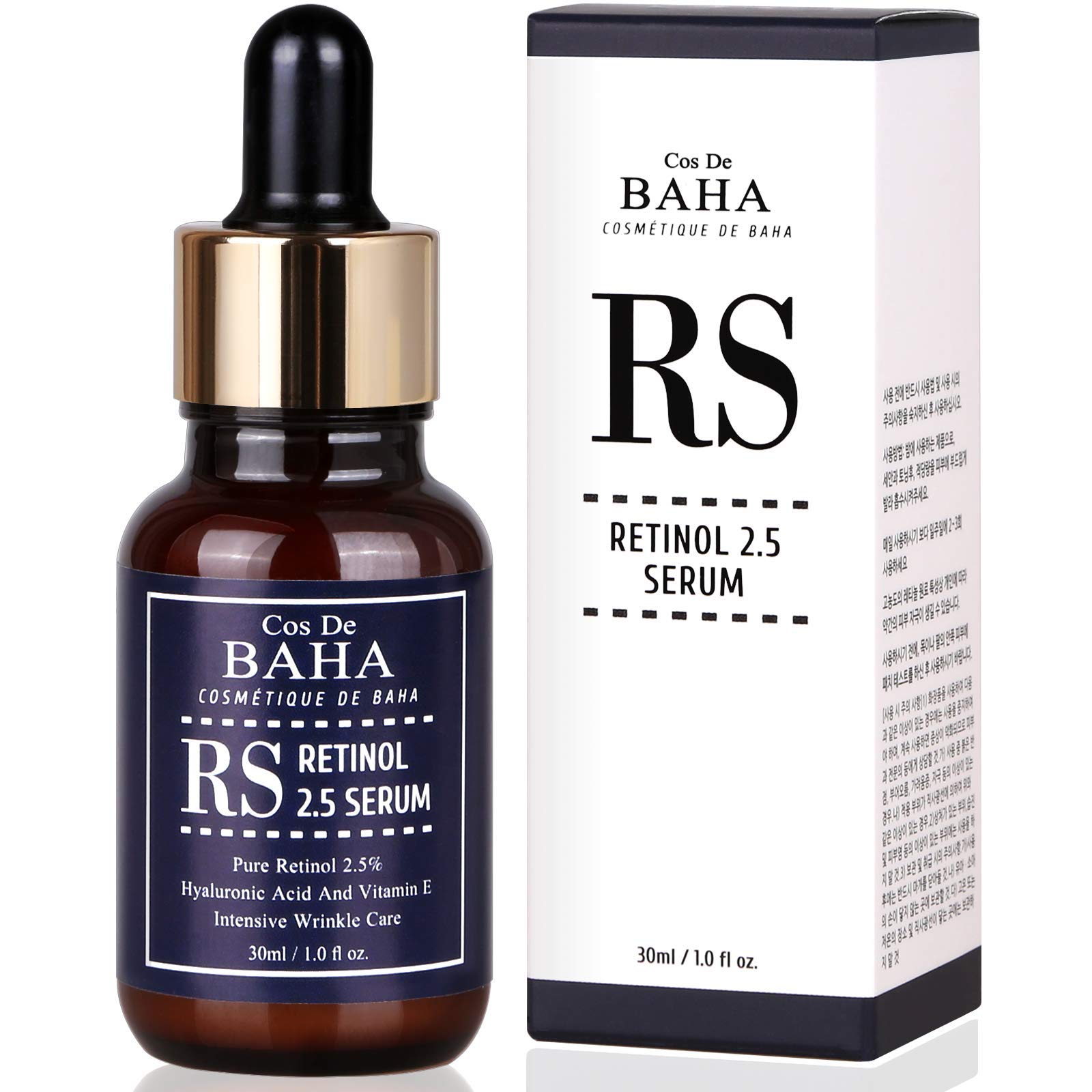 Rich, slippery, and beautifully translucent amber-tinted fluid texture of Cos De Baha RS Retinol Serum smoothing onto a mature skin matrix at Atelier De Glow UK.