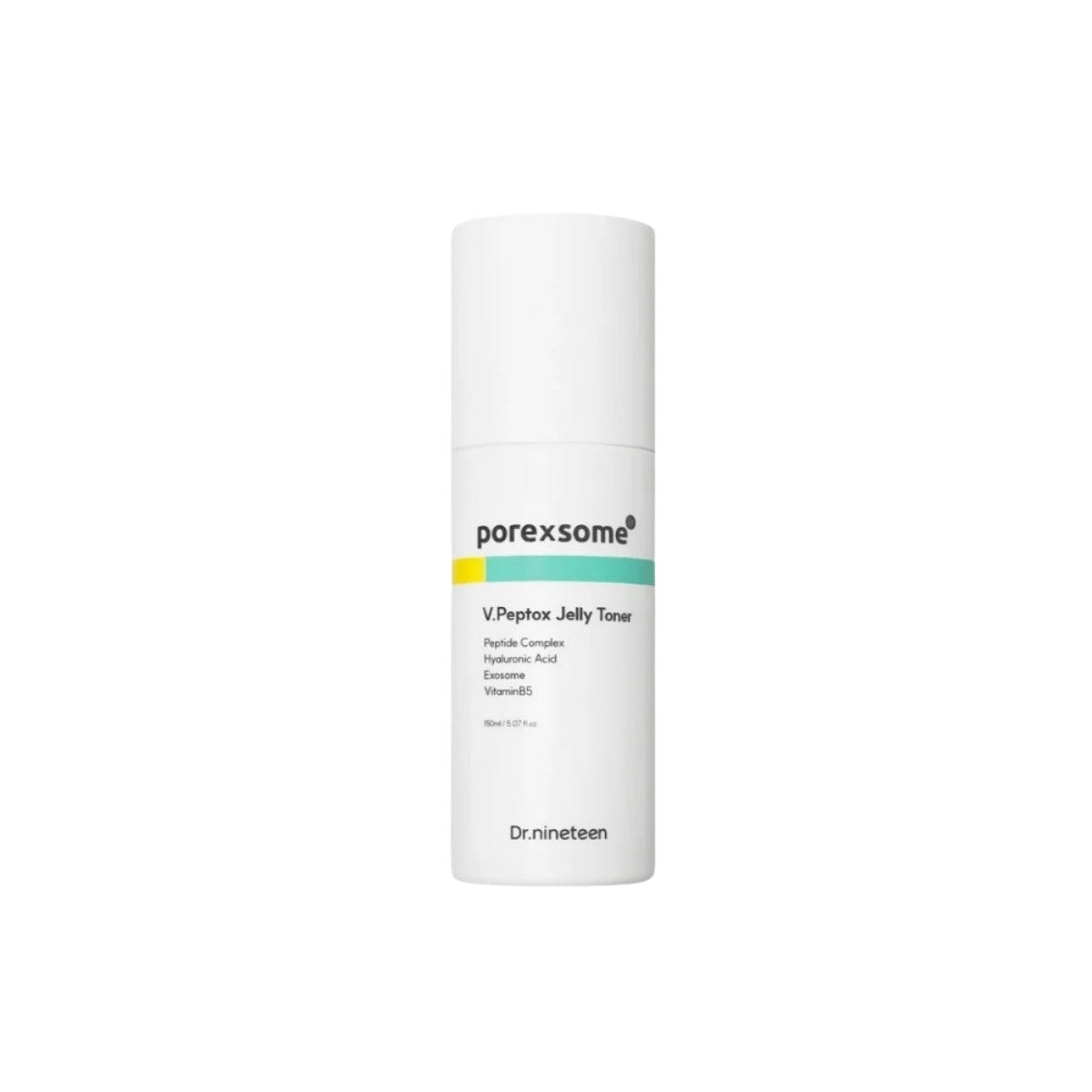 Dr.nineteen PoreXsome V.Peptox Jelly Toner – 150ml Korean firming toner featuring V-Peptide and Exosome technology available at Atelier De Glow UK.