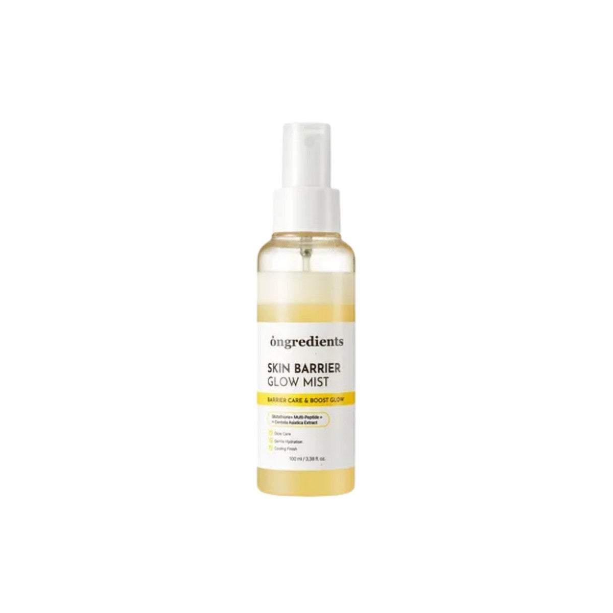 Ongredients Skin Barrier Glow Mist 100ml – dual-layer hydrating face mist with glutathione, peptides, and Centella Asiatica for radiant, resilient skin available at Atelier De Glow UK.