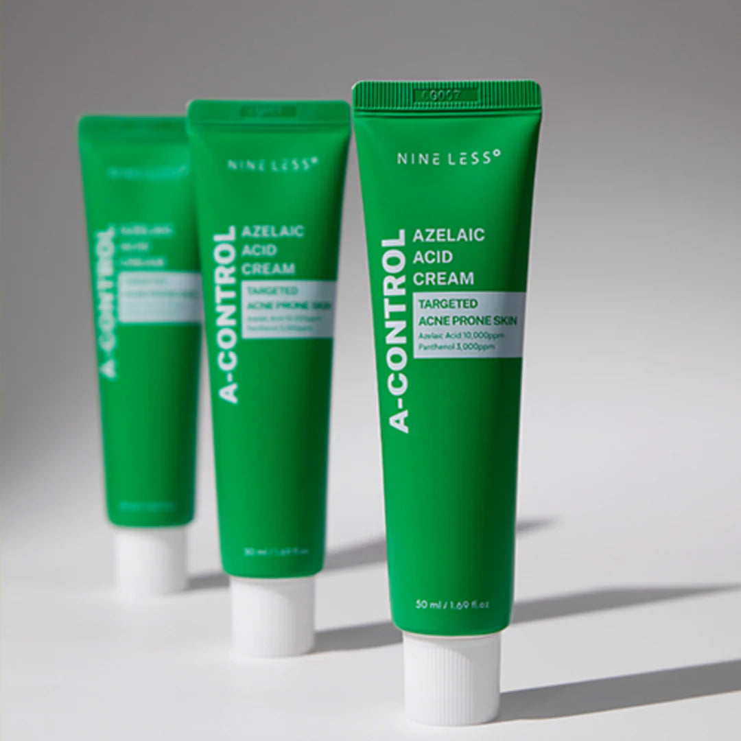 NINELESS Azelaic Cream for persistent rosacea redness, inflamed hormonal acne bumps, clogged pores, and dark acne scars – Soothing treatment from Atelier De Glow UK.