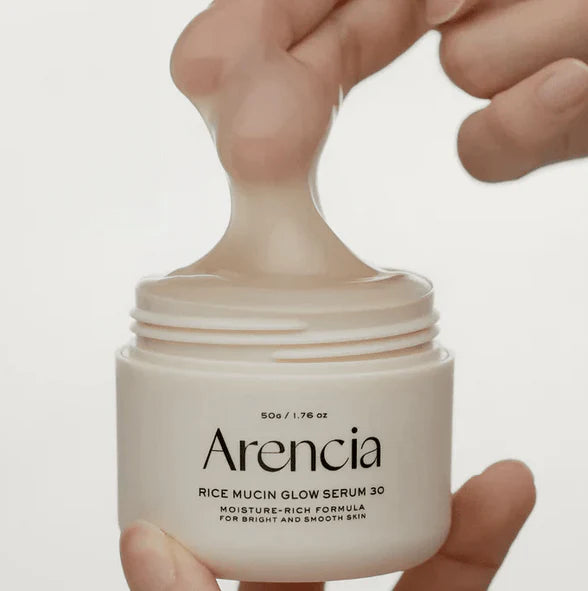 Arencia Rice Mucin – Professional-grade Korean "Vegan-Mucin" serum for instant radiance, moisture-lock, and smoothing skin tone, shop at Atelier De Glow UK.