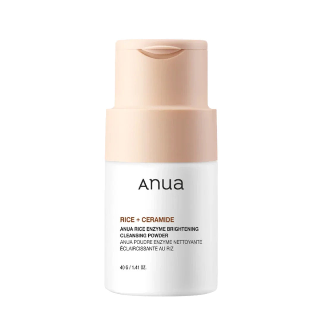 Anua Rice Enzyme Brightening Cleansing Powder – Water-activated Korean exfoliator with Rice Bran and Papain enzymes available at Atelier De Glow UK.
