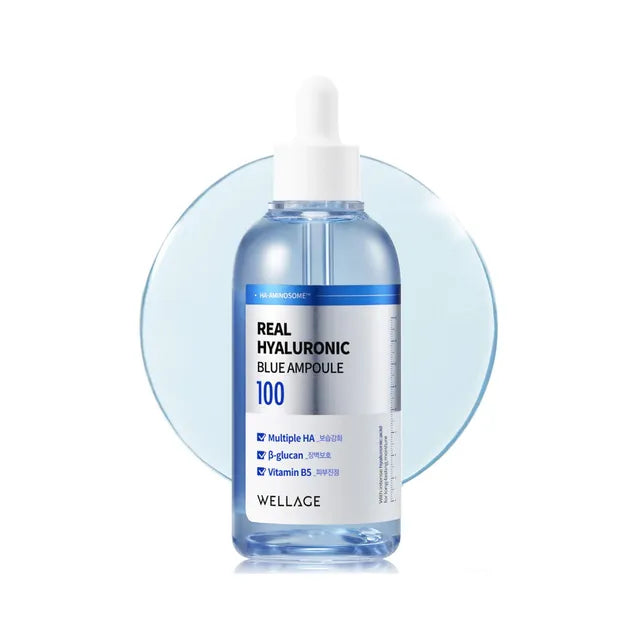 WELLAGE Real Hyaluronic Blue 100 Ampoule 60ml bottle - Pure medical-grade hyaluronic acid - Atelier De Glow UK