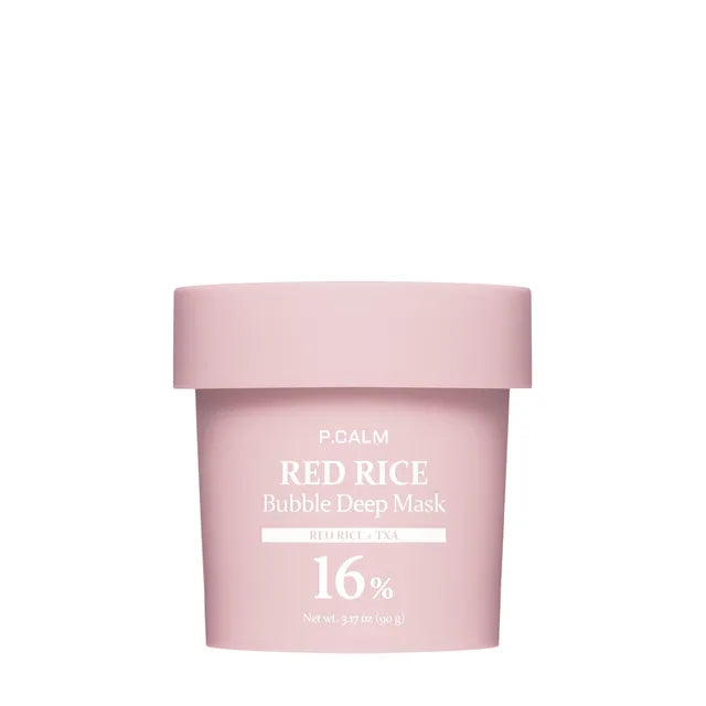 P.CALM Red Rice Bubble Deep Mask 90g for brightening and pore care, available at Atelier De Glow UK