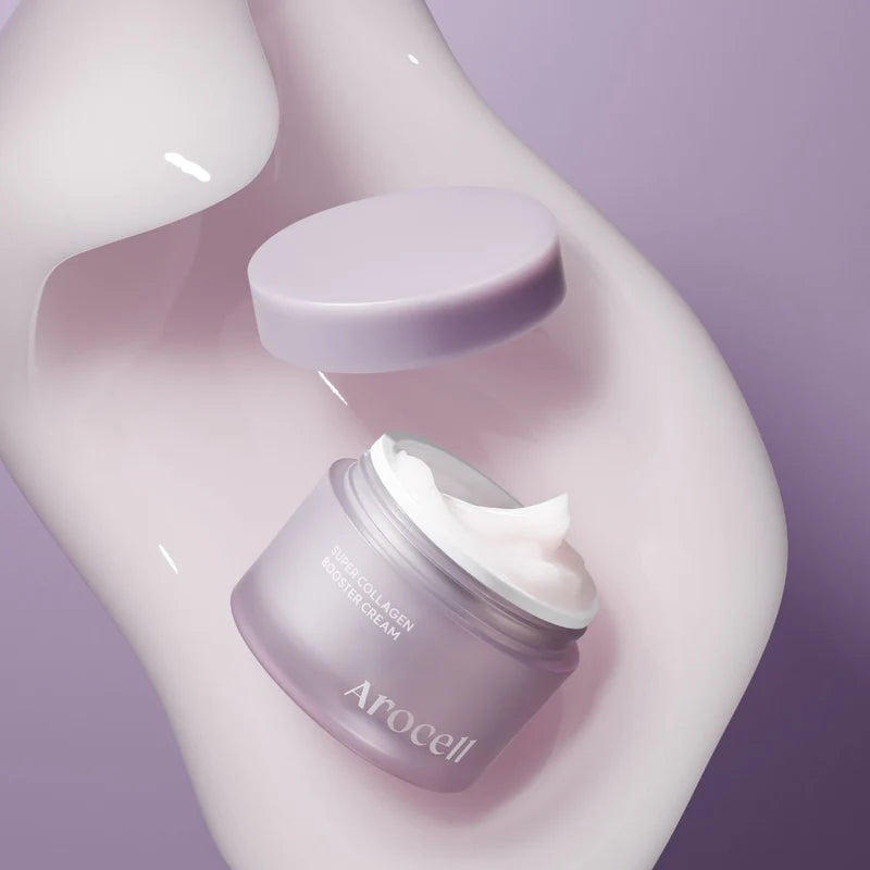 Rich, melt-in texture of Arocell Collagen Booster Cream – Deeply nourishing Korean face cream for structural skin support at Atelier De Glow UK.