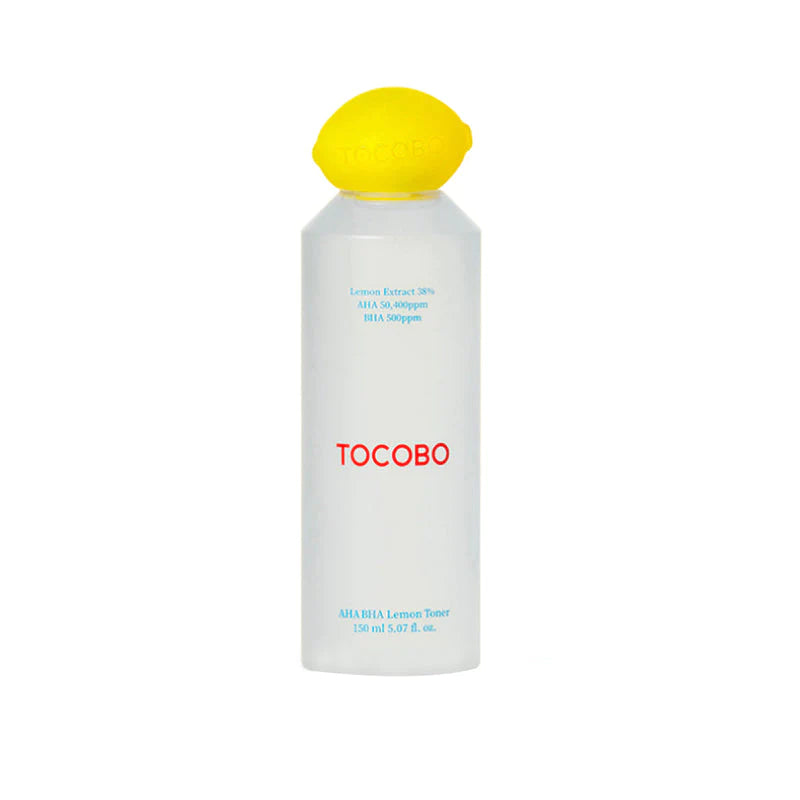 TOCOBO AHA BHA Lemon Toner – 150ml high-concentration chemical peeling toner with 38% Lemon Fruit Extract and Glycolic Acid available at Atelier De Glow UK.