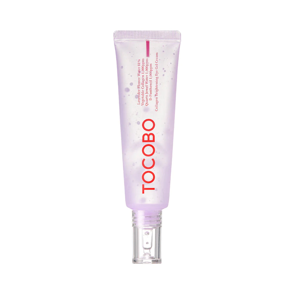 TOCOBO Collagen Brightening Eye Gel Cream – 30ml vegan anti-aging eye gel with 81% Lavender Flower Water and Plant Collagen available at Atelier De Glow UK.