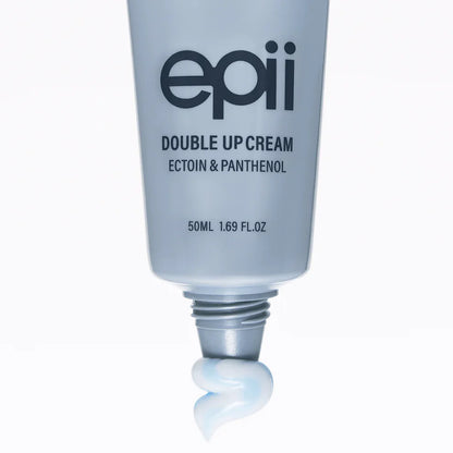 Rich, whipped, and deeply comforting white cream texture of epii Ectoin &amp; Panthenol Cream melting weightlessly onto sensitized skin at Atelier De Glow UK.