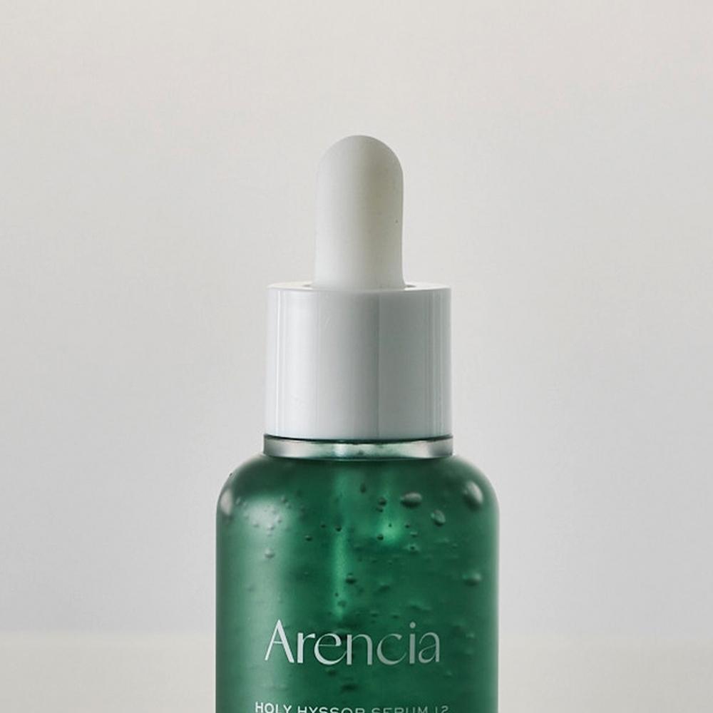 Lightweight, fast-absorbing texture of Arencia Holy Hyssop Serum – Refreshing Korean herbal serum for a clear "Glass Skin" base at Atelier De Glow UK. 