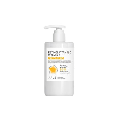 APLB Retinol Vitamin C Vitamin E Body Lotion 300ml pump bottle – Retinol, L-Ascorbic Acid, and Tocopherol Korean body care available at Atelier De Glow UK