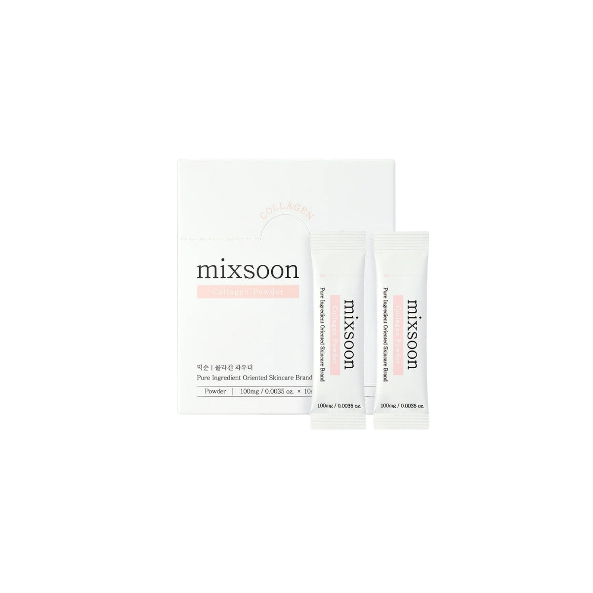 mixsoon Collagen Powder Sticks – 100% pure low-molecular hydrolyzed collagen booster formulated to enhance skin elasticity and firmness available at Atelier De Glow UK.