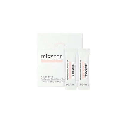 mixsoon Collagen Powder Sticks – 100% pure low-molecular hydrolyzed collagen booster formulated to enhance skin elasticity and firmness available at Atelier De Glow UK.