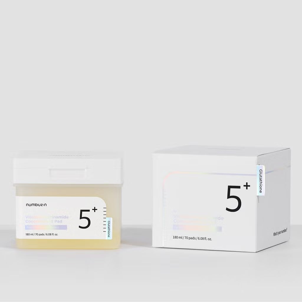 Dual-sided, jelly-textured brightening pads by Numbuzin that offer intensive care and a refreshing finish for a smooth, luminous glass-skin appearance at Atelier De Glow UK.
