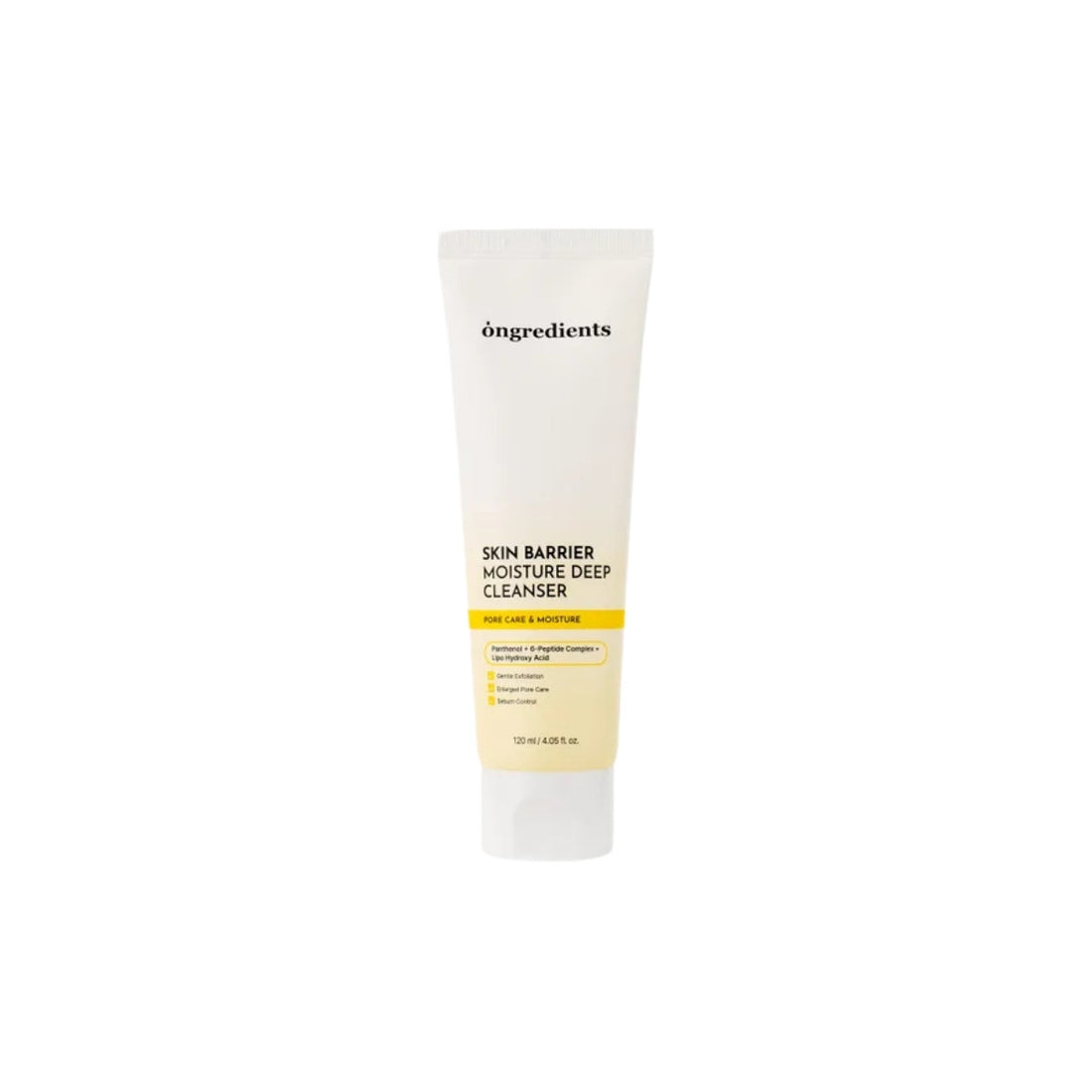 Ongredients Skin Barrier Moisture Deep Cleanser 120ml – pore-clearing foam with LHA and peptides for gentle exfoliation and barrier support at Atelier De Glow UK.
