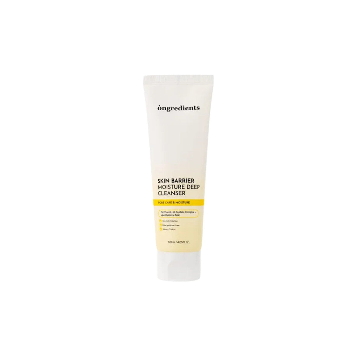 Ongredients Skin Barrier Moisture Deep Cleanser 120ml – pore-clearing foam with LHA and peptides for gentle exfoliation and barrier support at Atelier De Glow UK.