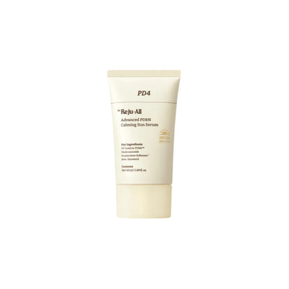 Dr. Reju-All Advanced PDRN Calming Sun Serum 50ml – SPF50+ PA++++ protective serum with regenerative PDRN, guaiazulene, and madecassoside for sensitive skin at Atelier De Glow UK.