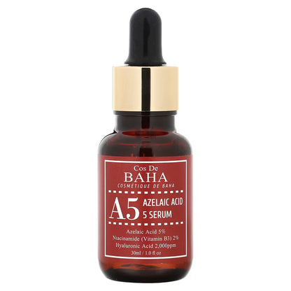 Cos De Baha Azelaic Acid 5% Serum (AZ) – 30ml daily soothing and brightening treatment in a pure Aloe Vera base available at Atelier De Glow UK.