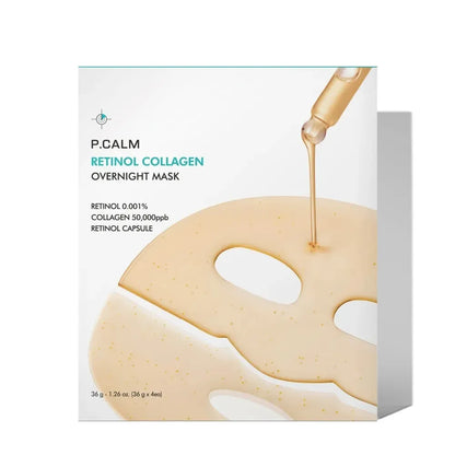 P.CALM Retinol Collagen Overnight Mask Set – Bakuchiol, Retinol, and Vegan Collagen infused Korean sleeping mask available at Atelier De Glow UK.