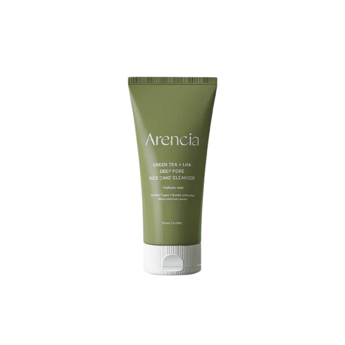 Arencia Green Tea + LHA Deep Pore Rice Cake Cleanser – Korean artisanal 2-in-1 cleanser and pore mask with LHA exfoliation available at Atelier De Glow UK.