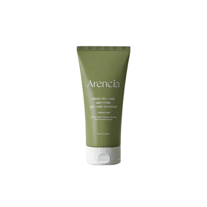 Arencia Green Tea + LHA Deep Pore Rice Cake Cleanser – Korean artisanal 2-in-1 cleanser and pore mask with LHA exfoliation available at Atelier De Glow UK.
