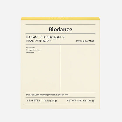 Biodance  Radiant Vita Niacinamide Real Deep Mask 4PCs