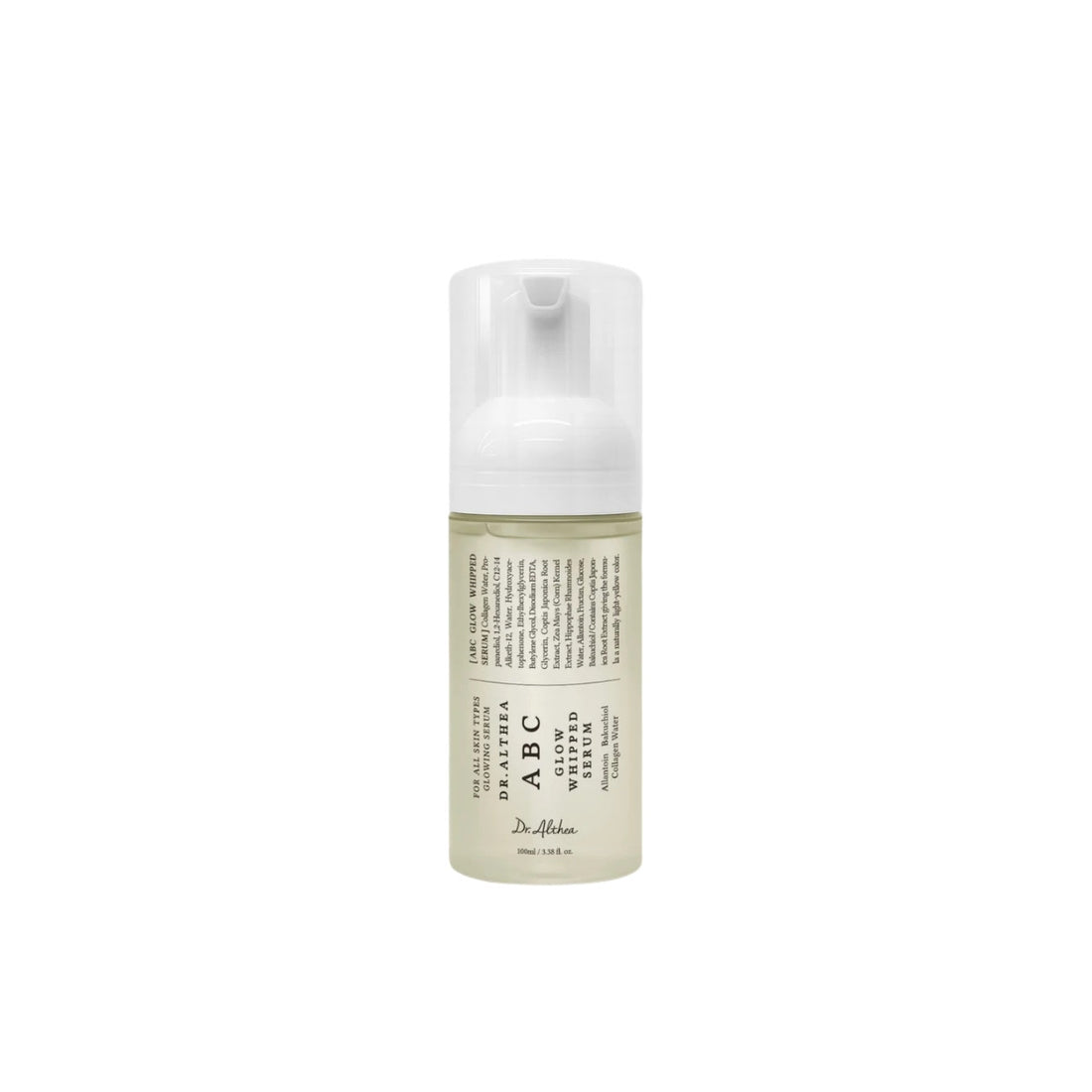 Dr. Althea ABC Glow Whipped Serum – 100ml multi-vitamin serum with Vitamin A, B3, and C derivatives available at Atelier De Glow UK.