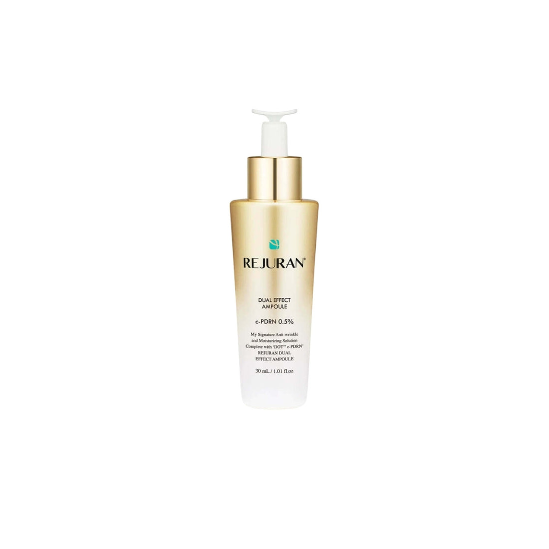 REJURAN Dual Effect Ampoule 30ml gold bottle – Advanced c-PDRN and n-PDRN (Salmon DNA) Korean anti-aging serum available at Atelier De Glow UK