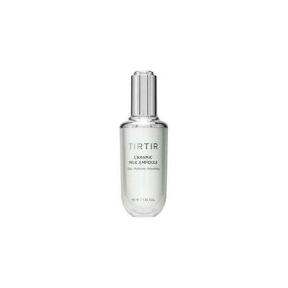 TIRTIR Ceramic Milk Ampoule 30ml – hydrating and radiance-boosting facial serum with a nourishing, milky texture for glass-like skin available at Atelier De Glow UK.