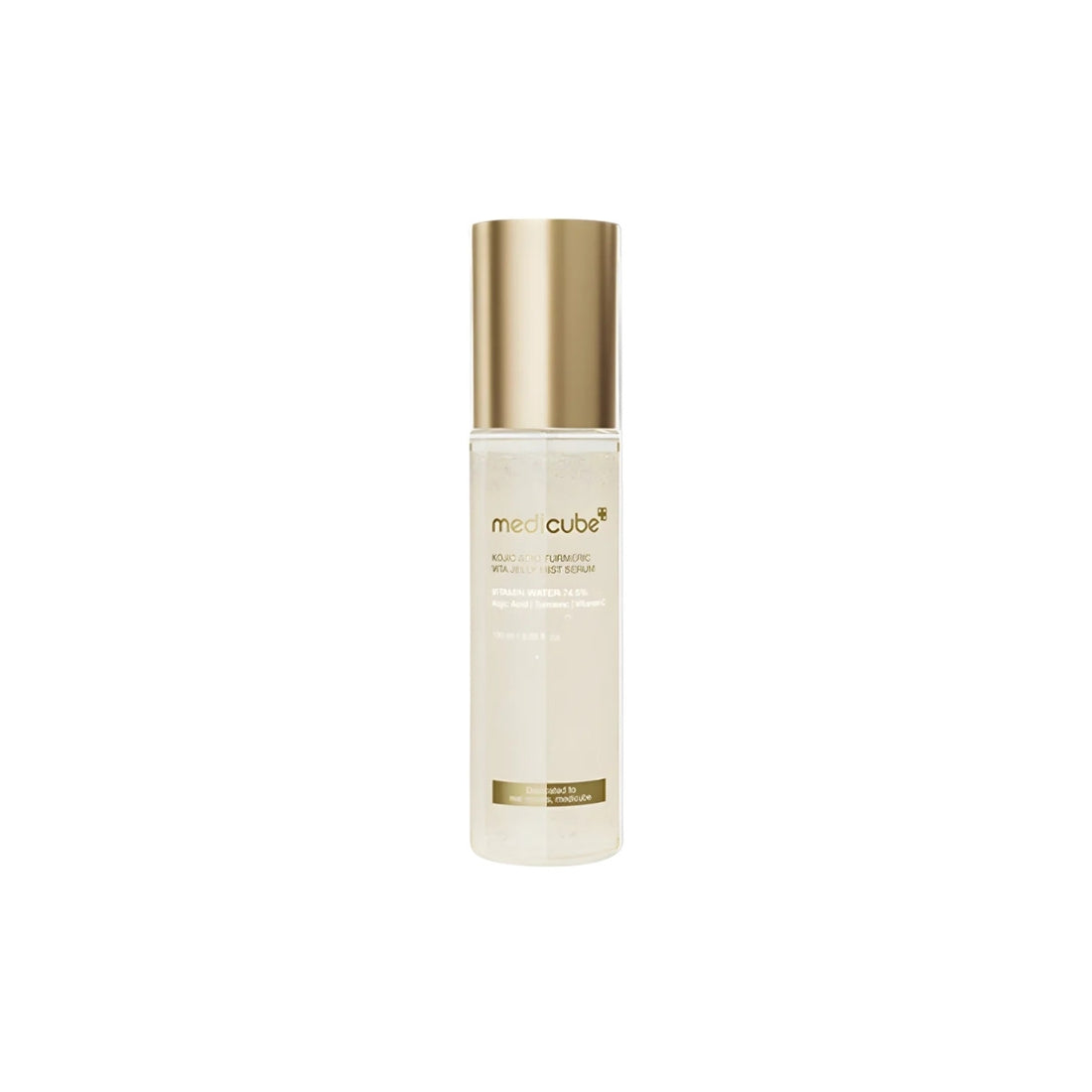 Medicube Kojic Acid Turmeric Vita Jelly Mist Serum – 100ml 2-in-1 spray-on vitamin jelly serum with Kojic Acid and Turmeric Extract available at Atelier De Glow UK.