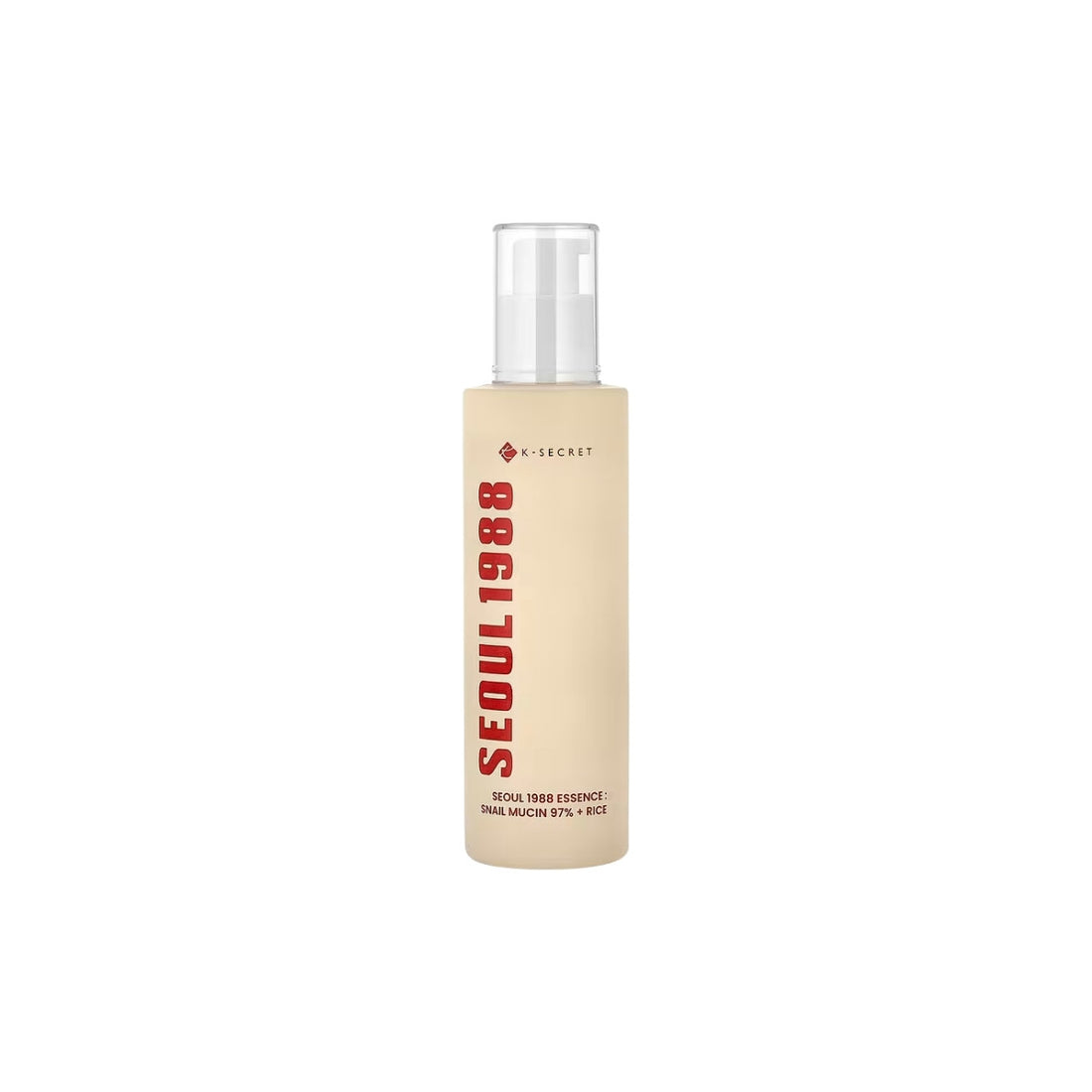 KSECRET SEOUL 1988 Essence Snail Mucin 97% + Rice – 100ml high-concentration cellular repair and skin-softening essence fluid available at Atelier De Glow UK.