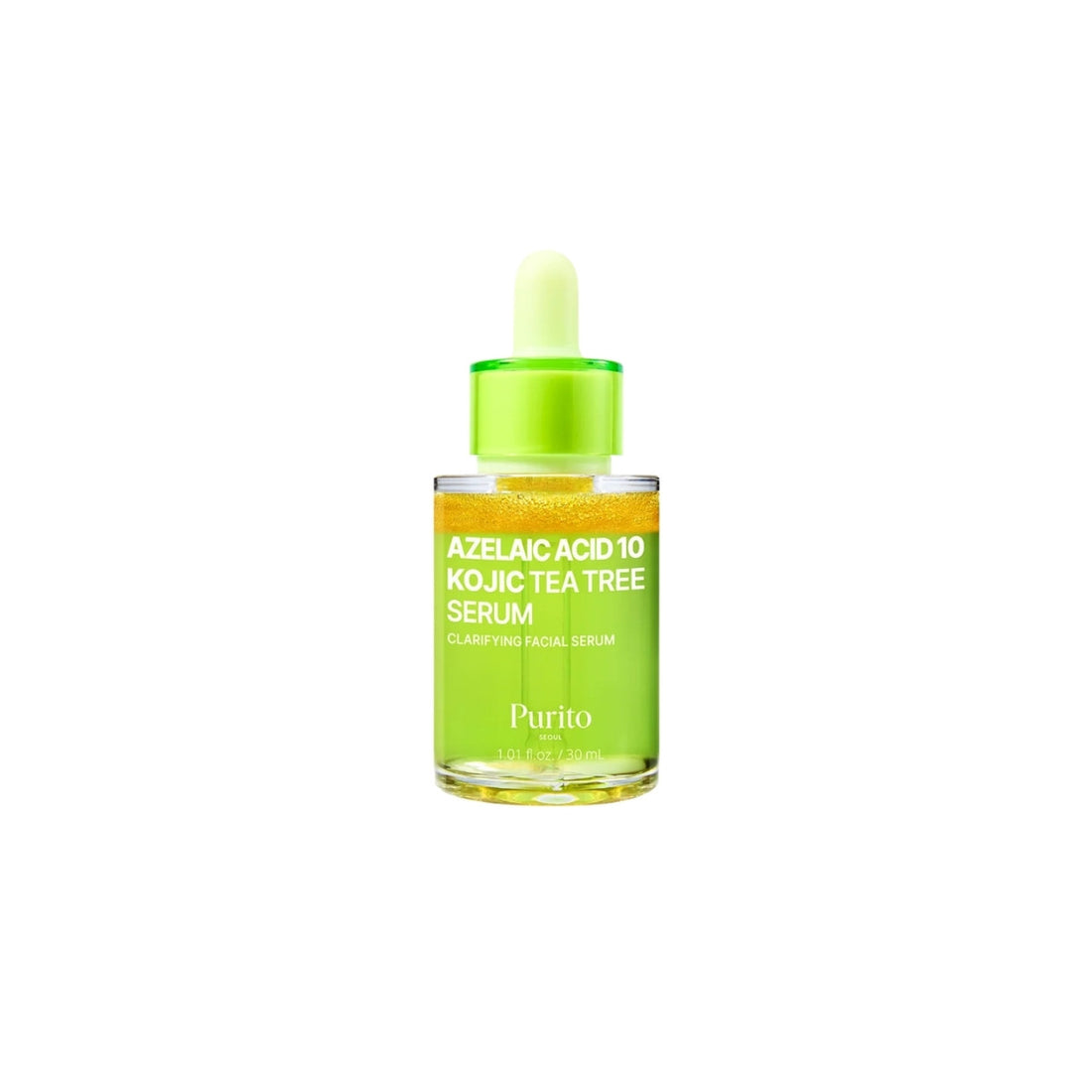 PURITO SEOUL Azelaic Acid 10 Kojic Tea Tree Serum 30ml – brightening serum with 10% Azelaic Acid, Kojic Acid, and Tea Tree for hyperpigmentation at Atelier De Glow UK.