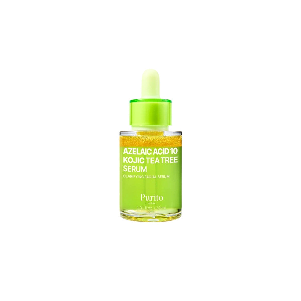 PURITO SEOUL Azelaic Acid 10 Kojic Tea Tree Serum 30ml – brightening serum with 10% Azelaic Acid, Kojic Acid, and Tea Tree for hyperpigmentation at Atelier De Glow UK.