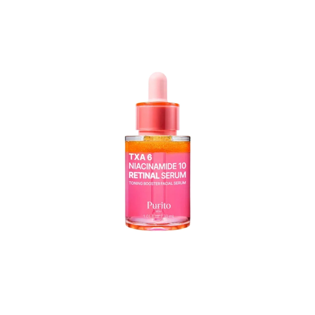 Purito SEOUL TXA 6 Niacinamide 10 Retinal Serum 30ml – advanced brightening treatment with tranexamic acid and retinal for fading dark spots available at Atelier De Glow UK.