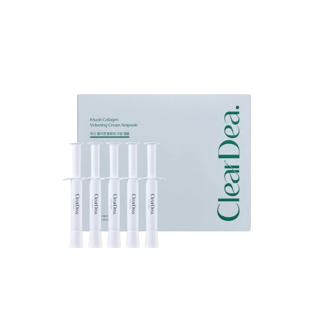 ClearDea Mucin Collagen Voluming Cream Ampoule – 5-piece set of Korean intensive treatments with Snail Mucin and Collagen available at Atelier De Glow UK.