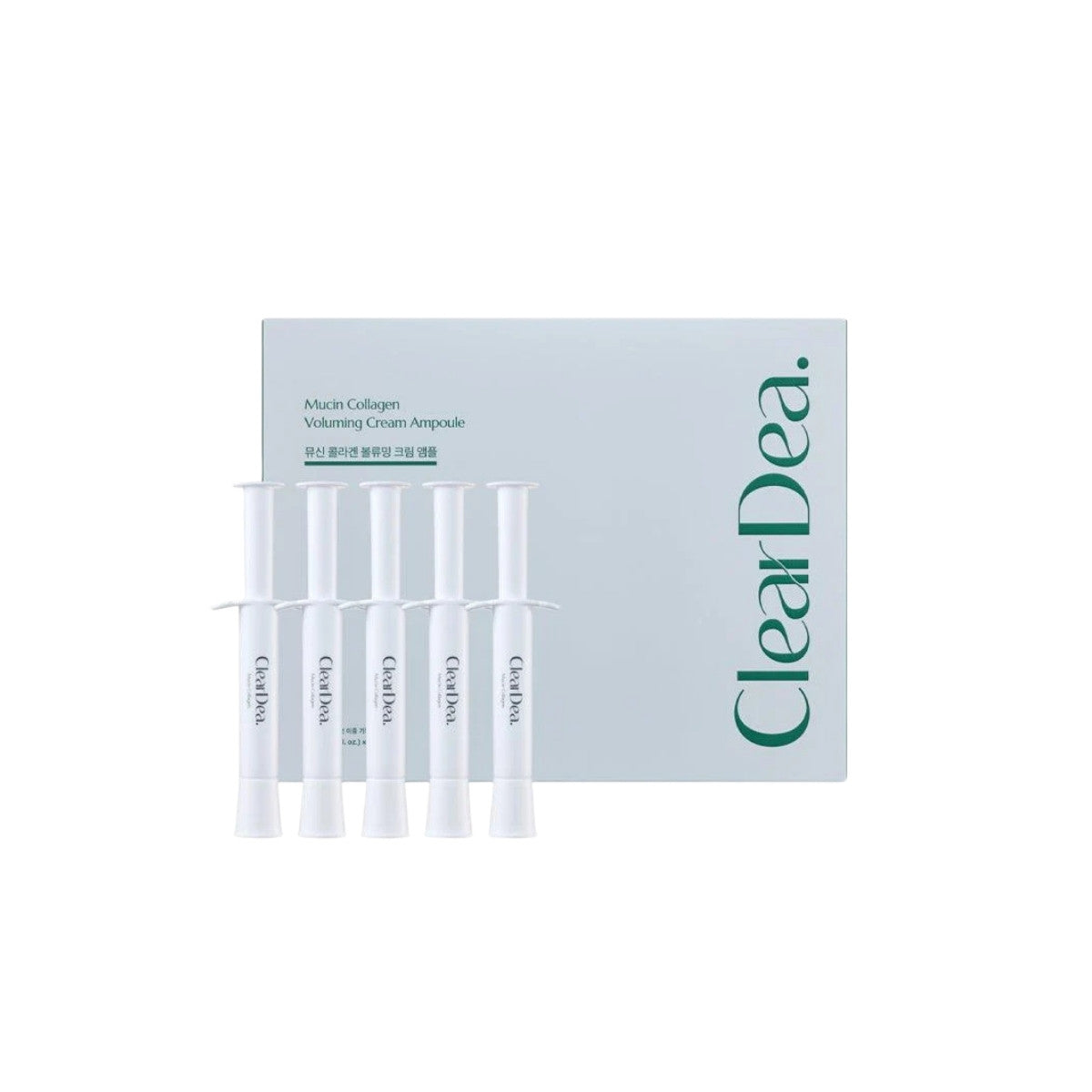 ClearDea Mucin Collagen Voluming Cream Ampoule – 5-piece set of Korean intensive treatments with Snail Mucin and Collagen available at Atelier De Glow UK.