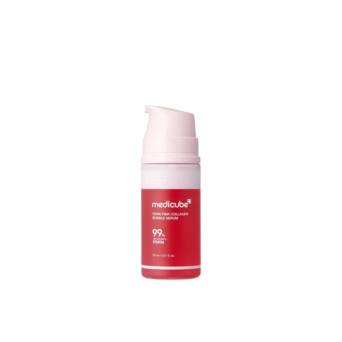 Medicube PDRN Pink Collagen Bubble Serum – 95ml premium effervescent serum formulated with 99% pure PDRN, 5% Niacinamide, and 5 types of Collagen available at Atelier De Glow UK.