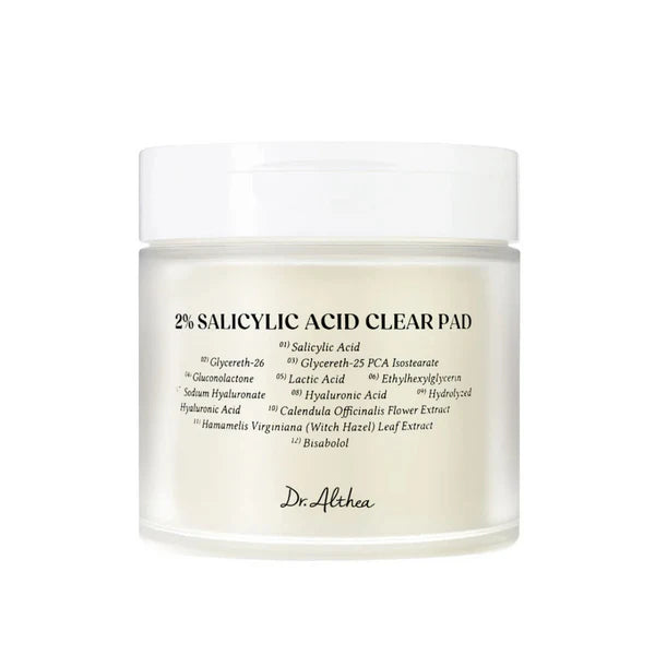 Dr. Althea 2% Salicylic Acid Clear Pad – 65 dual-textured BHA exfoliating pads for acne-prone skin at Atelier De Glow UK.