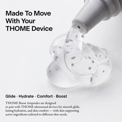THOME Peptide Boost Ampoule Mini 30g – firming and pore-refining gel serum powered by 20,000ppm peptides, EGF, and niacinamide available at Atelier De Glow UK.