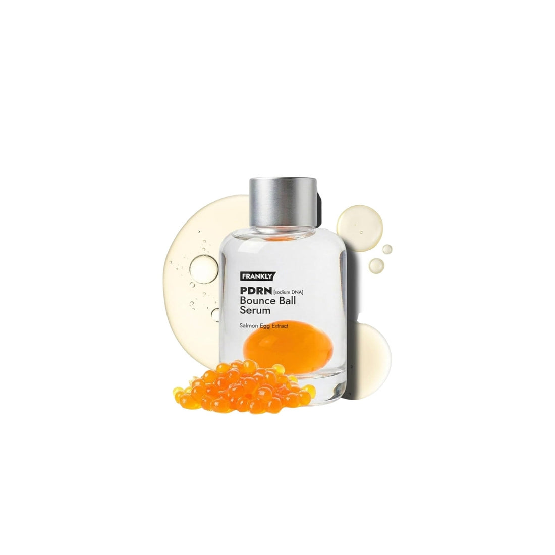 FRANKLY PDRN Bounce Ball Serum – 30ml shake-to-activate biphasic serum with 99% Pure Salmon DNA and Salmon Egg Extract available at Atelier De Glow UK.