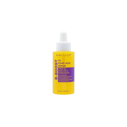 NINELESS B-Boost Serum – 30ml Korean brightening serum with 1% Kojic Acid, 10% Niacinamide, and Tranexamic Acid available at Atelier De Glow UK.