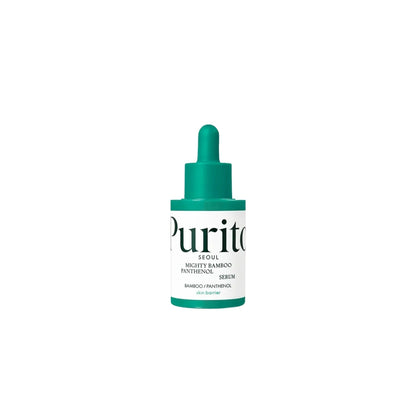 PURITO SEOUL Mighty Bamboo Panthenol Serum 30ml – soothing facial serum with bamboo water and panthenol for deep hydration and barrier repair at Atelier De Glow UK.