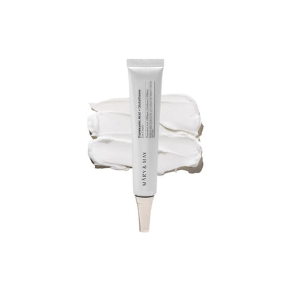 Mary &amp; May Tranexamic Acid + Glutathione Eye Cream – 30ml high-potency under-eye brightening cream with Niacinamide and Vitamin C available at Atelier De Glow UK.