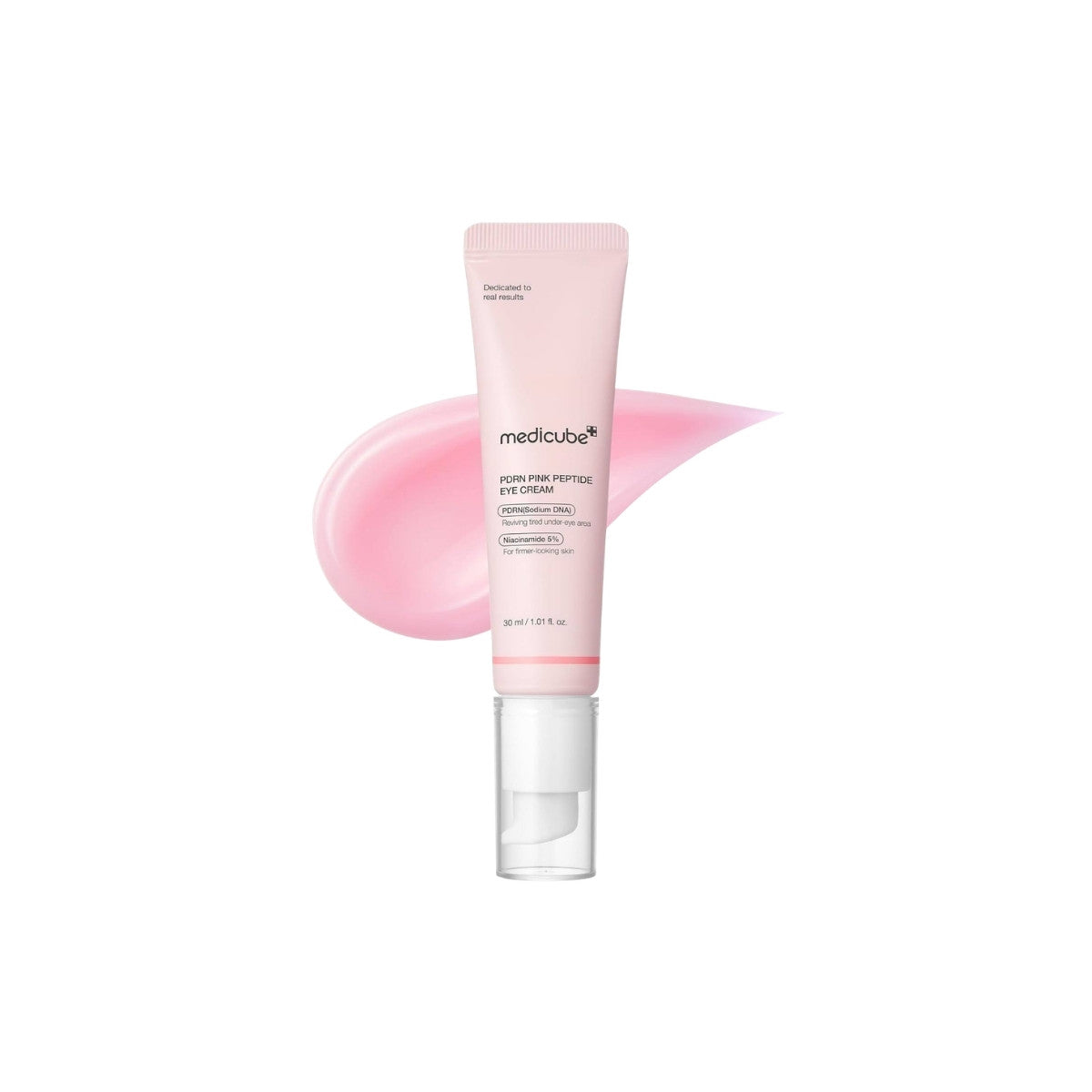 Medicube PDRN Pink Peptide Eye Cream – 30ml clinical anti-aging eye treatment with Salmon DNA PDRN and targeted Peptide Complex available at Atelier De Glow UK.