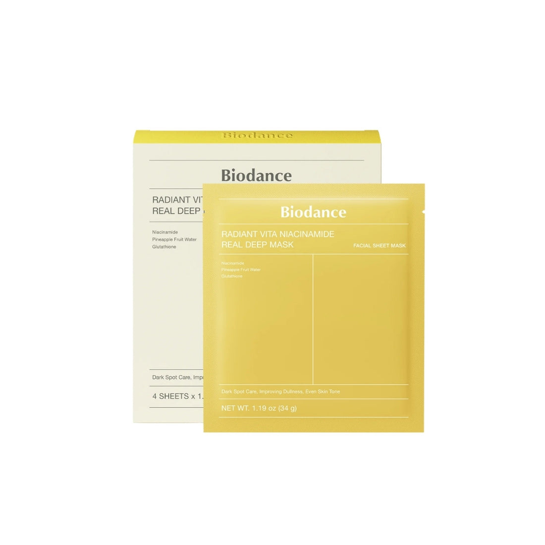 Biodance Radiant Vita Mask for stubborn dark acne scars, sun-induced melasma spots, rough uneven skin texturing, and dull sallow complexions – Brightener from Atelier De Glow UK.