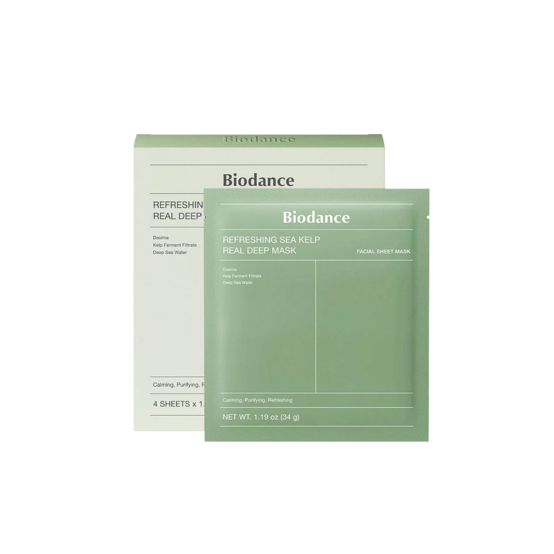 Biodance Refreshing Sea Kelp Real Deep Mask – 4 pack Korean hydrogel masks with 10% Sea Kelp Extract and Deep Sea Water available at Atelier De Glow UK.