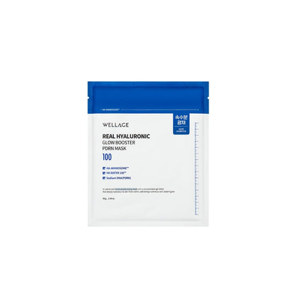 WELLAGE Real Hyaluronic Glow Booster PDRN Mask sachet 38g - Salmon DNA regenerative sheet mask - Atelier De Glow UK