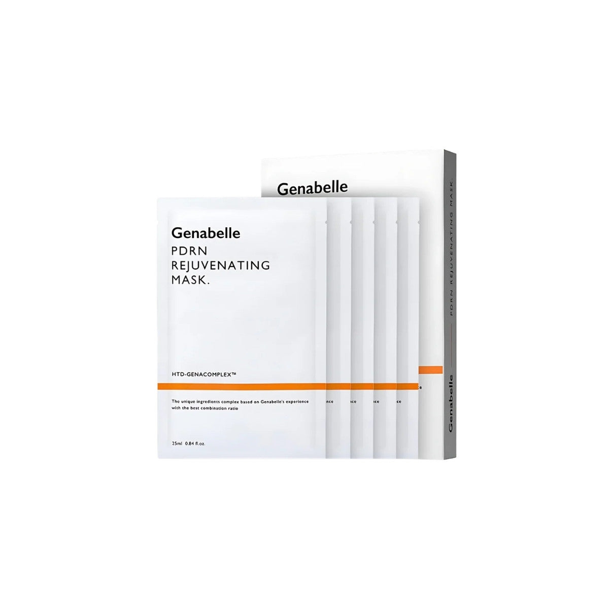 Genabelle PDRN Rejuvenating Mask – 5-pack premium clinical sheet masks formulated with 5,000 ppm Salmon DNA PDRN, HTD-GENACOMPLEX, and Tripeptide-1 available at Atelier De Glow UK.
