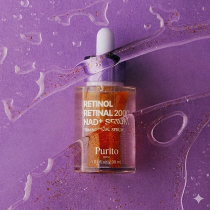 Purito SEOUL retinoid serum for deep forehead lines, stubborn texture gaps, and loss of facial elasticity – Advanced evening treatment from Atelier De Glow UK.