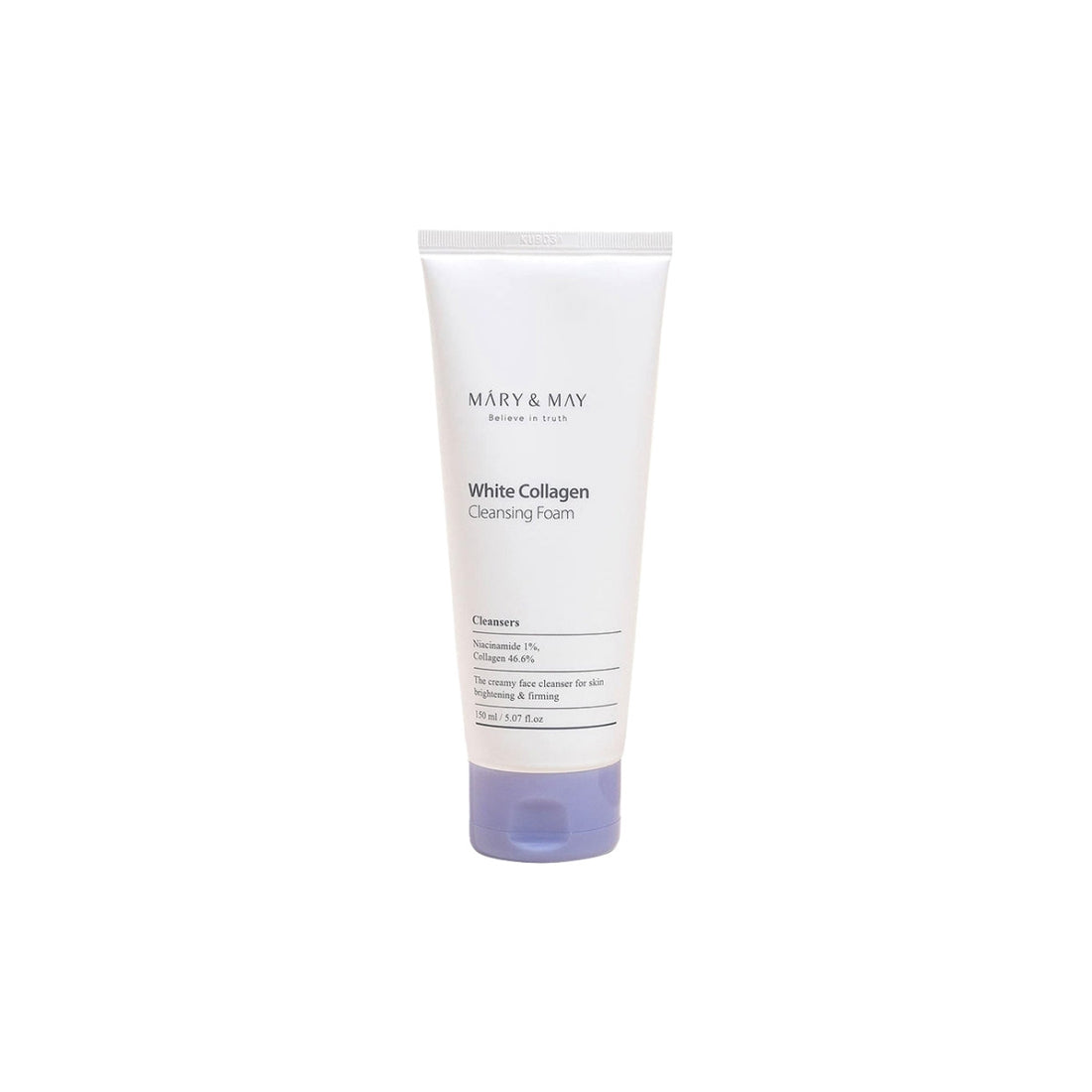 Mary &amp; May White Collagen Cleansing Foam – 150ml daily low-irritation brightening cream foam with 46.6% Hydrolyzed Collagen available at Atelier De Glow UK.