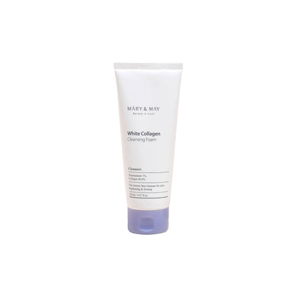 Mary &amp; May White Collagen Cleansing Foam – 150ml daily low-irritation brightening cream foam with 46.6% Hydrolyzed Collagen available at Atelier De Glow UK.